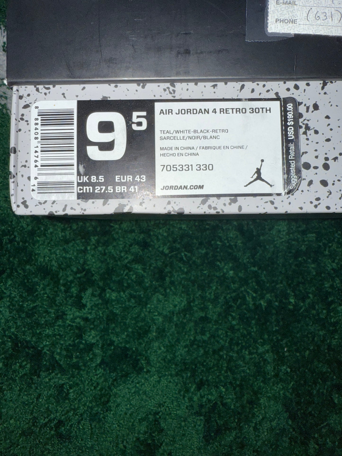 Jordan 4 Retro Teal - Size 9.5